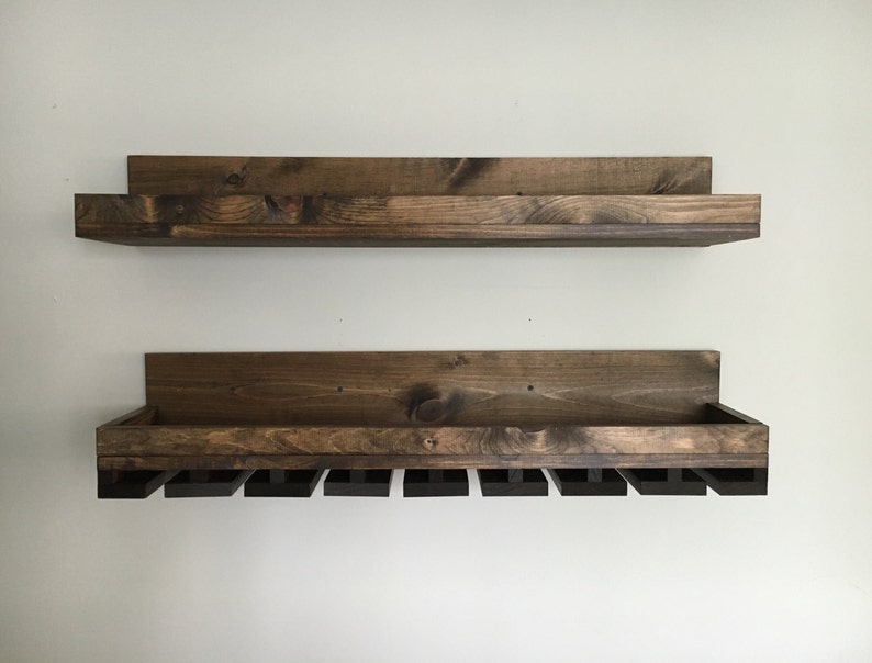 Wood Wine Rack Shelves the Ryan Wall Mounted Shelf & Etsy