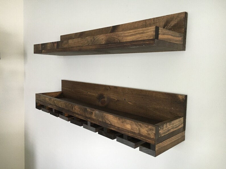 Wood Wine Rack Shelves the Ryan Wall Mounted Shelf & Etsy