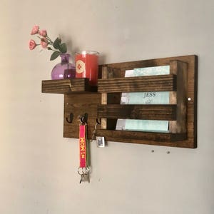 Entryway Mail Organizer The Jen Key Hooks Wall Mounted Coat Rack Catch All Leash Mask Holder Rustic Modern Unique Key Rack image 8