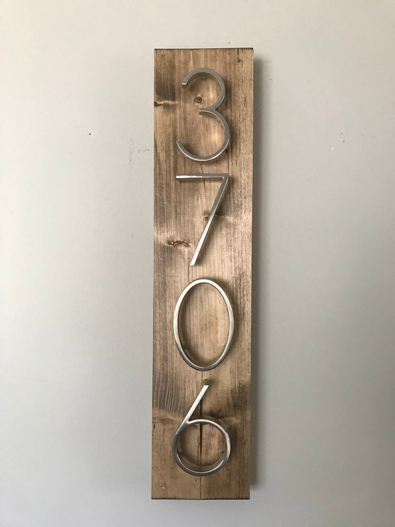Address Plaque vertical Rustic Modern Wood & Metal Etsy