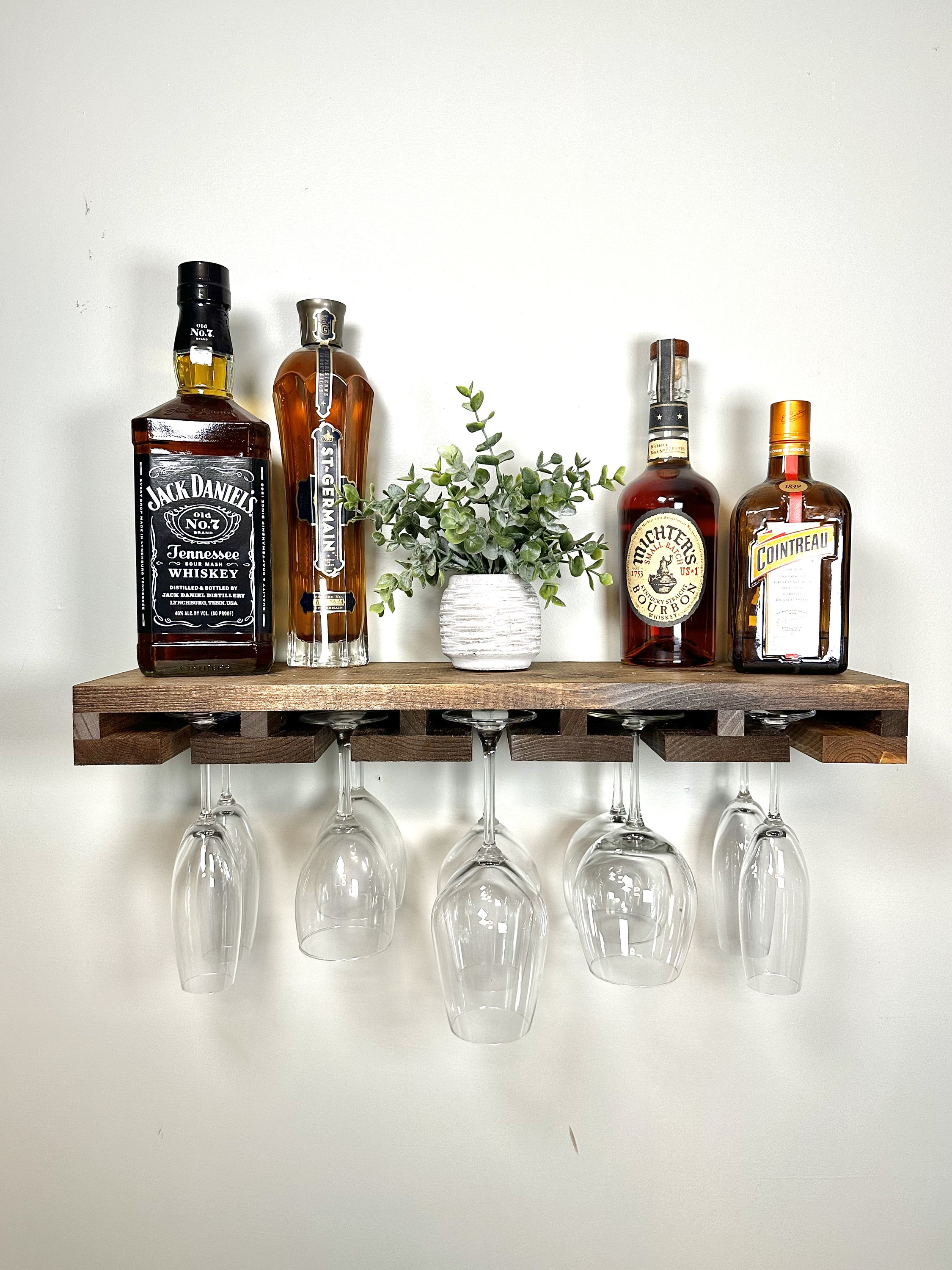 Floating Wall Mount Mini Bar Wine Liquor Shelf - Woodwaves