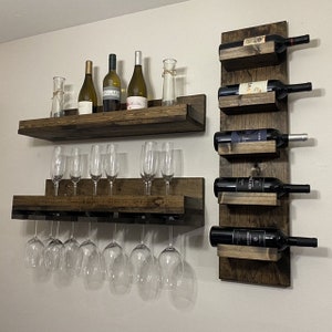 Tiered Rustic Wine and Towel Rack | The Steven | Spice Rack, Wall Mounted Bottle Holder & Display Shelf bild 5