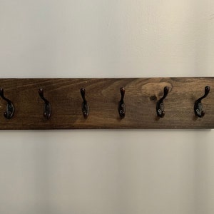 Coat Rack withOUT shelf Entryway Organizer Towel Rack Key Hooks Wall Mounted Coat Rack Catch All Leash Mask Holder Rustic Modern Unique image 3