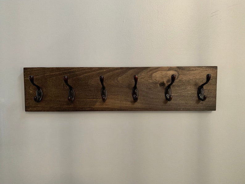 Coat Rack withOUT shelf Entryway Organizer Towel Rack Key Hooks Wall Mounted Coat Rack Catch All Leash Mask Holder Rustic Modern Unique image 3