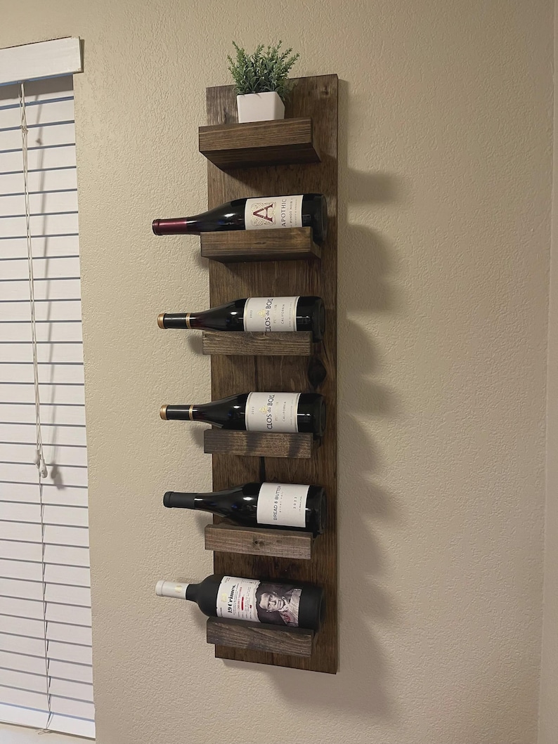 Tiered Rustic Wine and Towel Rack | The Steven | Spice Rack, Wall Mounted Bottle Holder & Display Shelf bild 7