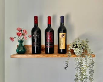 Wood Ledge | The OLIVER | Wine Shelf Plant Ledge Narrow Shelves Nursery Bathroom Shelf Baby Kids Photo Floating Shelf