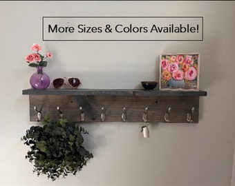 Key Holder and Coat Rack | The Vance | Entryway Organizer Towel Rack Key Hooks Wall Mounted Leash Mask Holder Rustic Modern With Shelf