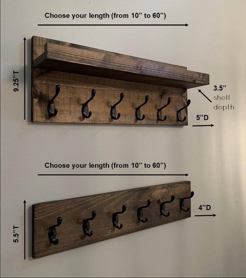 Coat Rack with Shelf The Ed Key Holder Entryway Organizer Towel Rack Key Hooks Wall Mounted Leash Mask Holder Rustic Modern With Storage image 5