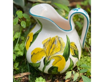 Scottish Pottery-Griselda Hill Wemyss Pottery Jug, Yellow Iris