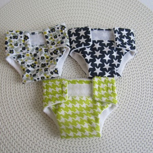 30 cm baby diaper 3 pieces navy blue and anise green houndstooth pattern image 1