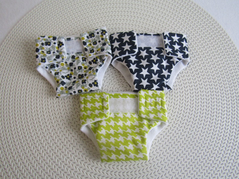 30 cm baby diaper 3 pieces navy blue and anise green houndstooth pattern image 1