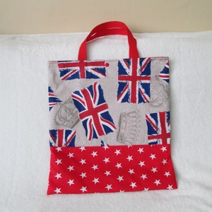 Sac à main, tote bag, drapeau anglais et étoiles image 1