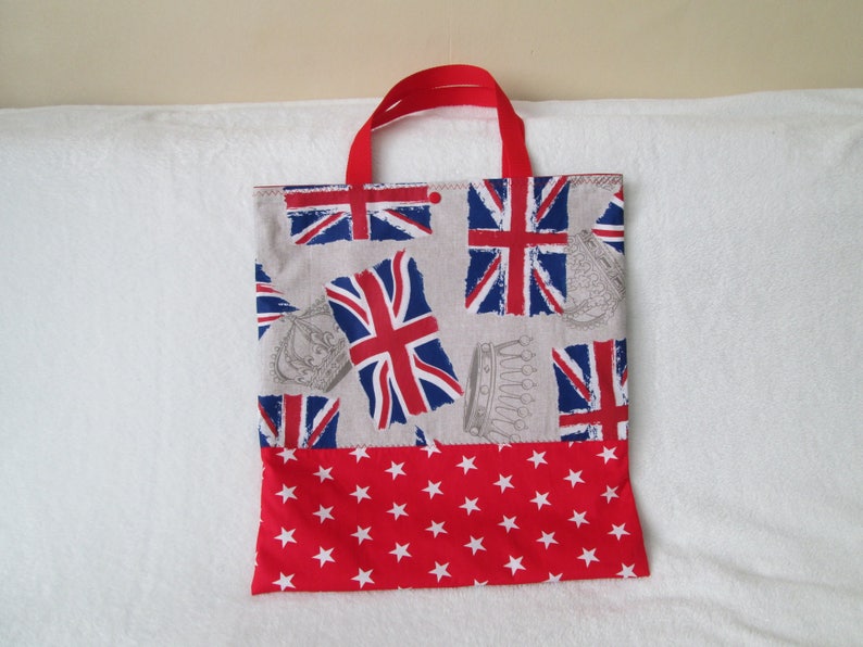 Sac à main, tote bag, drapeau anglais et étoiles image 1