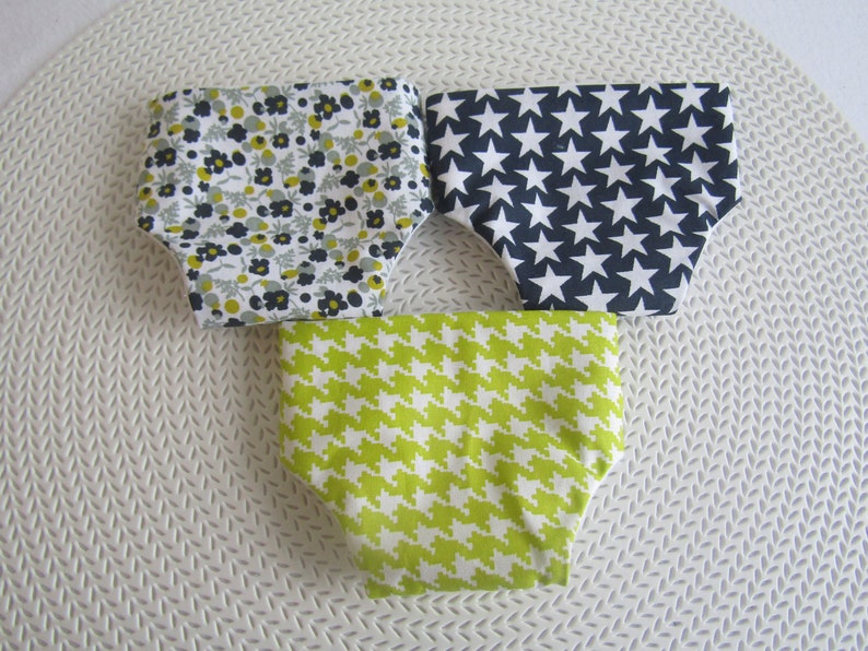 30 cm baby diaper 3 pieces navy blue and anise green houndstooth pattern image 2