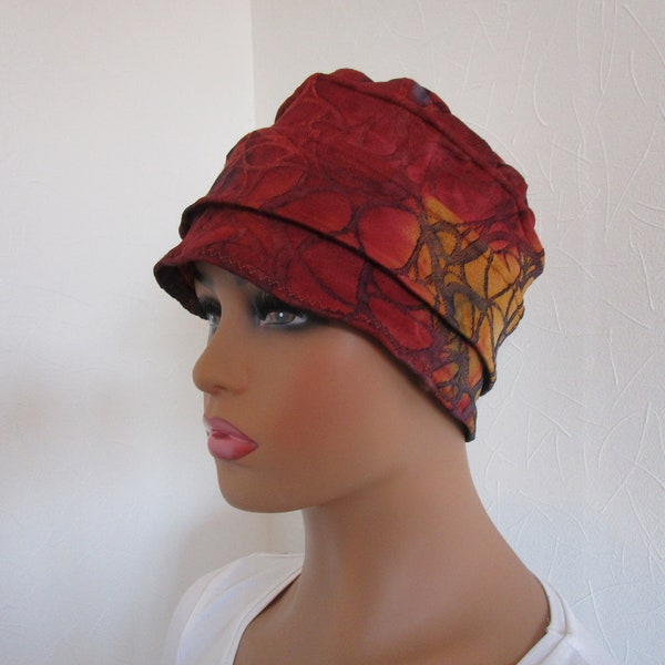 Bonnet turban chimio en jersey orange couleur d'automne