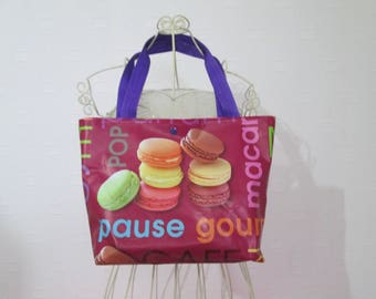 sac cabas  en toile cirée macaron multicolore  petit modèle