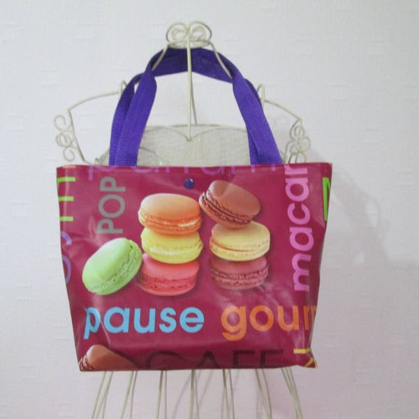 sac cabas  en toile cirée macaron multicolore  petit modèle