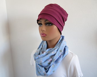 Bonnet turban chimio en jersey de couleur pourpre unie