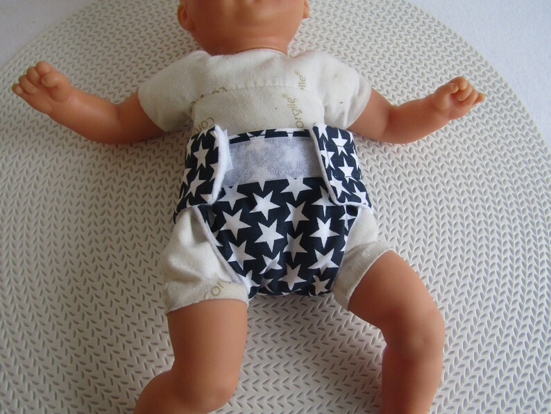 30 cm baby diaper 3 pieces navy blue and anise green houndstooth pattern image 3