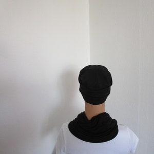 Bonnet, turban chimio en jersey de coton noir uni image 4