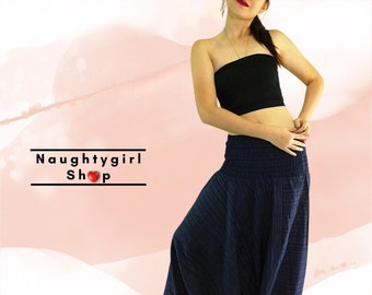 Harem Pants,Women,Yoga Pants,Drop Crotch Aladdin Pants,Maxi Pants,Boho Pants,Gypsy Jumpsuits Rompers Trouser Cotton Pants,Navy Blue (HC17)