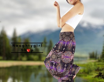 Women Clothing,Pants Yoga Pants,Aladdin Pants,Thai Pants,Boho Pants,Gypsy Pants,Rayon Pant Hippie Pants, Trouser Purple Violet Black(TS147)