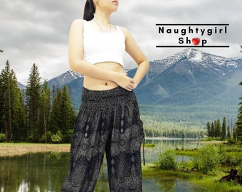 Women Trouser,Thai Harem Pants,Yoga Pants,Aladdin Pants,Maxi Pants,Boho Pants,Gypsy Pants,Rayon Pants,Clothing Trouser Black (TS177)