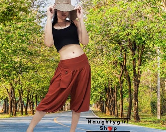 Burnt Orange Midi Pants Rayon Pants,Women Clothing,Pants Boho Pants,Capris Pants Midi Trouser LRM3