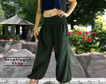 Green Harem Pants,Women,Clothing Yoga Pants,Aladdin Pants,Maxi Pants,Boho Pants,Gypsy Pants,Hippie Pants,Comfy Trouser,(TCC15)