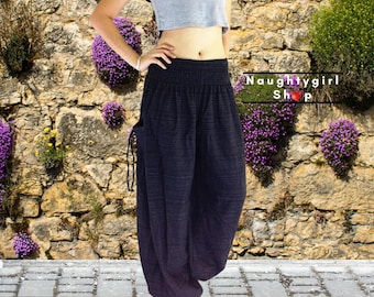 Women Harem Pants,Yoga Pants,Aladdin Pants,Maxi Pants,Boho Pants,Gypsy Pants,Hippie Pants,Trouser Cotton Pants,Black (TCC1)