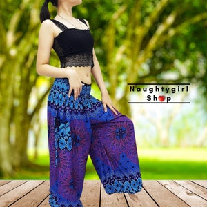 Women Trouser,Thai Pants,Yoga Pants,Aladdin Pants,Maxi Pants,Boho Pants,Gypsy Pants,Rayon Pants,Hippie Pants,Trouser Purple Blue (TS274)