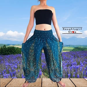 Petrol Green Harem Pants,Women,Yoga Pants,Aladdin Pants,Thai Pants,Boho Pants,Gypsy Pants,Rayon Pants,Clothing Trouser (TS24)