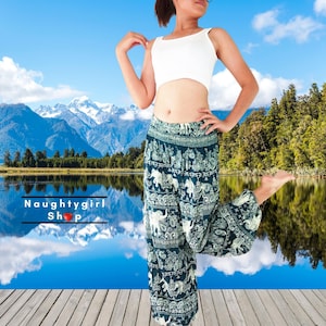 Teal Green Women Trousers Boho Pants,Yoga Pants,Aladdin Pants,Long Pants,Baggy Pants,Gypsy Pants,Rayon Clothing Elephant Trousers (TS136)