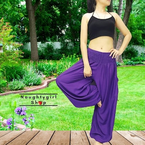 Women Clothing,Trouser Pants Yoga Pants,Aladdin Pants,Maxi Pants,Boho Pants,Gypsy Pants,Rayon Genie Pant Hippie Pants,Trouser Violet (TC40)