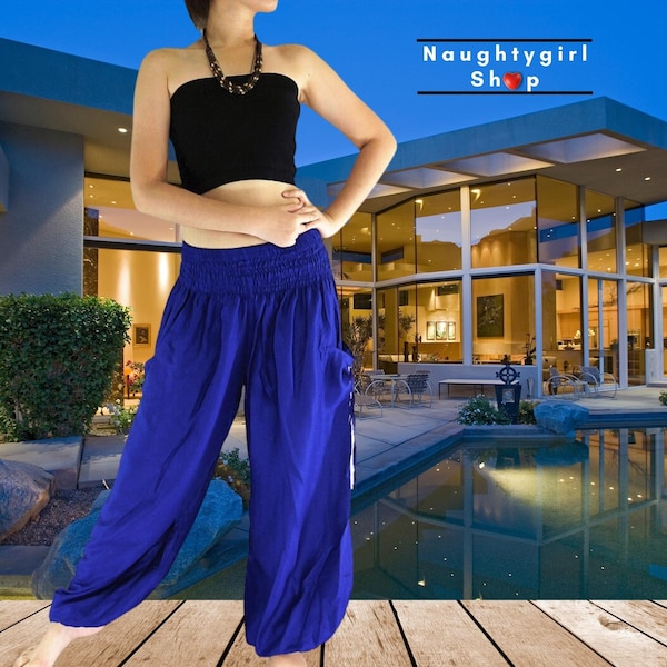 PLUS SIZE Dark Blue Women Aladdin Baggy Gypsy Rayon Viscose Hippy Yoga Pants,Trouser (TC6)