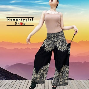 Pantaloni harem, donne, pantaloni, pantaloni yoga, pantaloni lunghi, pantaloni a gamba larga, pantaloni palazzo, pantaloni boho, pantaloni zingari, pantaloni hippie, pantaloni in rayon neri (TSW28)