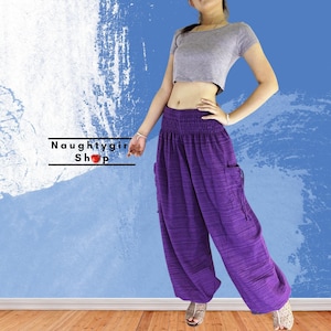 Women Harem Pants,Yoga Pants,Aladdin Pants,Maxi Pants,Boho Pants,Gypsy Pants,Hippie Pants,Trouser Cotton Pant Violet (TCC40)