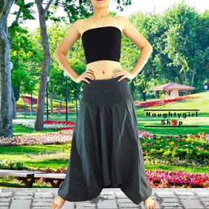 Women Harem Pants,Yoga Pants,Drop Crotch Aladdin Pants,Maxi Pants,Boho Pants,Gypsy Pant Jumpsuits Rompers Trouser Cotton Pants,Gray (HC14)