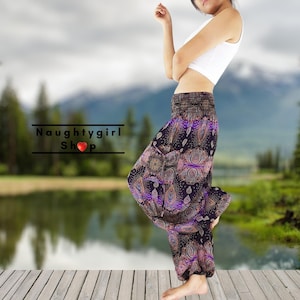 Women Clothing,Pants Yoga Pants,Aladdin Pants,Thai Pants,Boho Pants,Gypsy Pants,Rayon Pant Hippie Pants, Trouser Purple Violet Black(TS147)