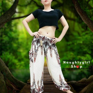 Women Clothing,Trouser Thai Pants,Yoga Pants,Aladdin Pants,Maxi Pants,Boho Pants,Gypsy Pants,Rayon Pants,Hippie Trouser Cream (TS349)