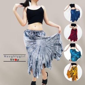 Gray Tie dye Skirt Women Skirt,Gypsy Skirt,Rayon Skirt,Boho Skirt,Hippie Skirt,Comfy Skirt Bohemian Skirt,Hand Dyed Skirt,Flared Skirt,STS