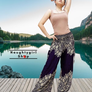 Harem Pants,Women,Pants Yoga Pants,Long Pants,Wide leg Pants Palazzo Pants,Boho Pants,Gypsy Pants,Hippie Pants,Rayon Trouser Violet (TSW30)