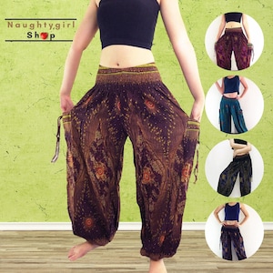 Brown Harem Pants,Women,Pants Yoga Pants,Boho Pants,Aladdin Pants,Baggy Pants,Gypsy Pants,Rayon Genie Pants,Hippie Trousers