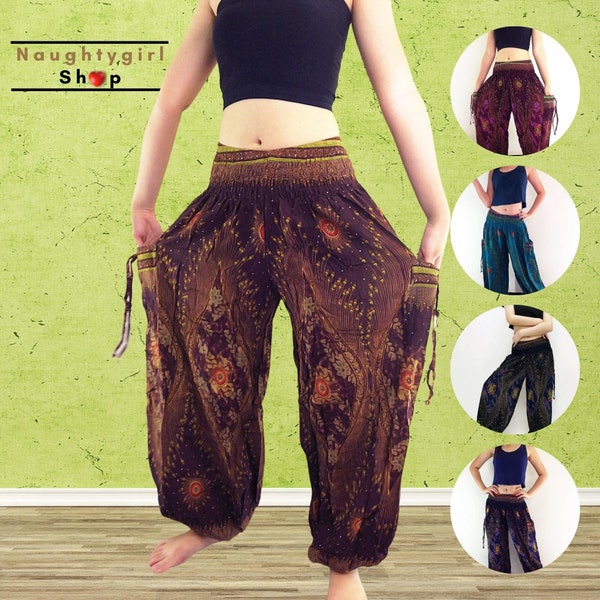 Brown Harem Pants,Women,Pants Yoga Pants,Boho Pants,Aladdin Pants,Baggy Pants,Gypsy Pants,Rayon Genie Pants,Hippie Trousers