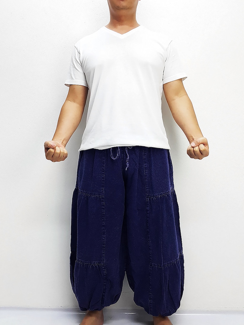 Blue Harem Pants Bleached Cotton Pants Unisex Pants Aladdin Pants Maxi Pants Baggy Pants Gypsy Pants Trouser Cotton Pants Boho Pants LCT7
