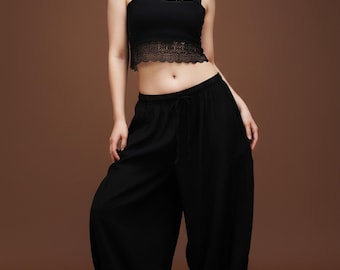 Pikalda-Rayon Harem Pants: Women's Comfy Boho Festival Festival Wear Trouserss LRTP