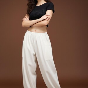 Pikalda-Natural Cotton Harem Pants | Boho Comfy Lounge Festival Wear Trouserss with Pockets PT003/1