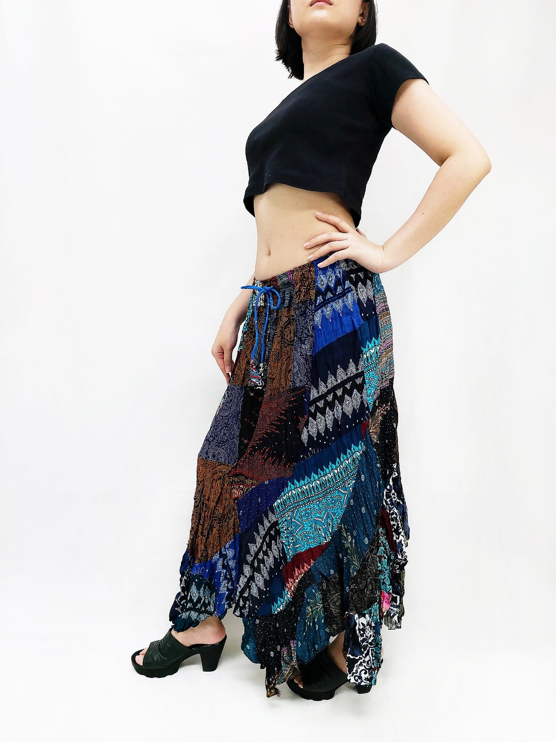 Patchwork Skirt Women Maxi Skirt Gypsy Skirt Rayon Skirt Boho | Etsy