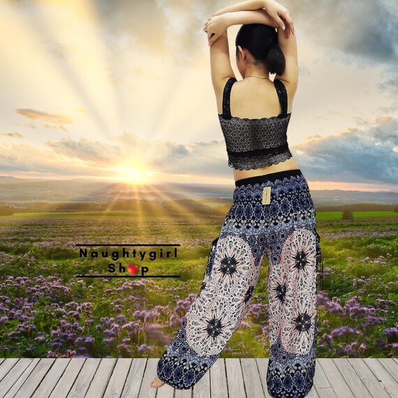 Pantalon de mujer pantalones tailandeses pantalones de yoga pantalones Aladdin pantalones tailandeses Boho pantalones pantalones gitanos pantalones rayon hippie pantalones negro rojo TS273 Etsy Espana