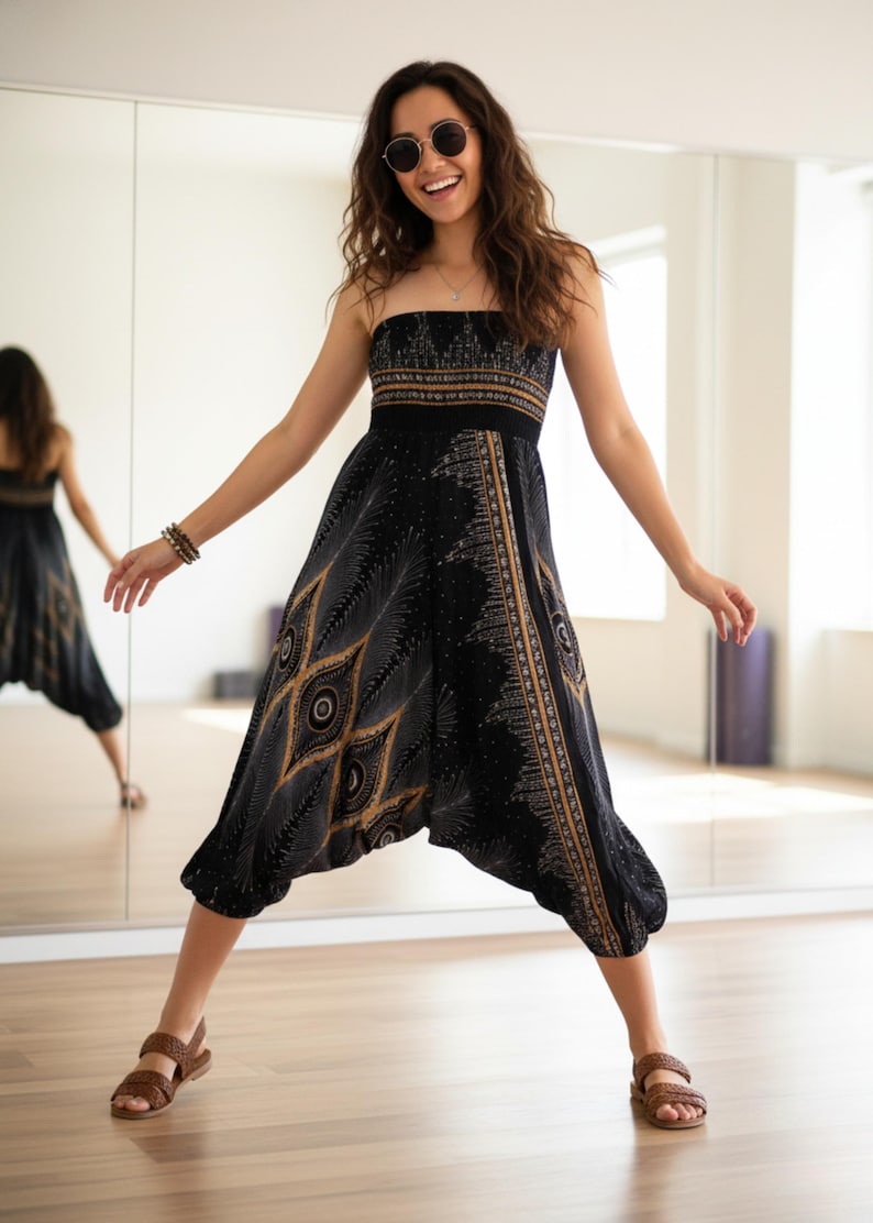 Pikalda-Peacock Rayon Harem Pants: Comfy Boho Hippie Loungewear HP28 image 6